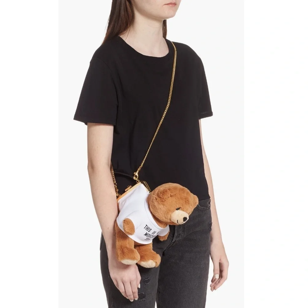 Moschino Teddy Bear Plush Crossbody Bag Coin Purse Clutch NWT Rare OS