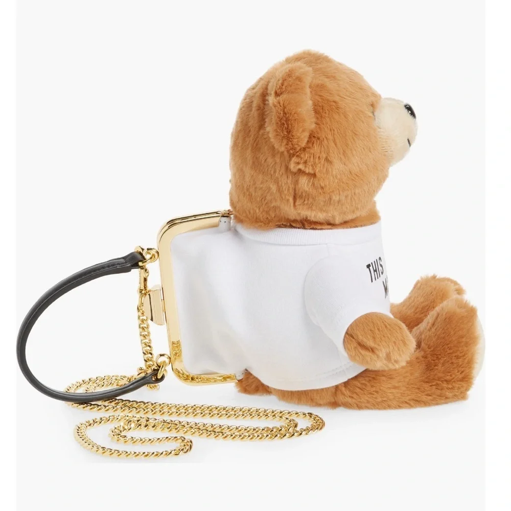 Moschino Teddy Bear Plush Crossbody Bag Coin Purse Clutch NWT Rare OS