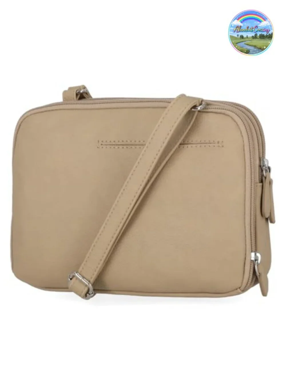 MultiCompartment Vegan Leather Crossbody Bag with Adjustable Strap