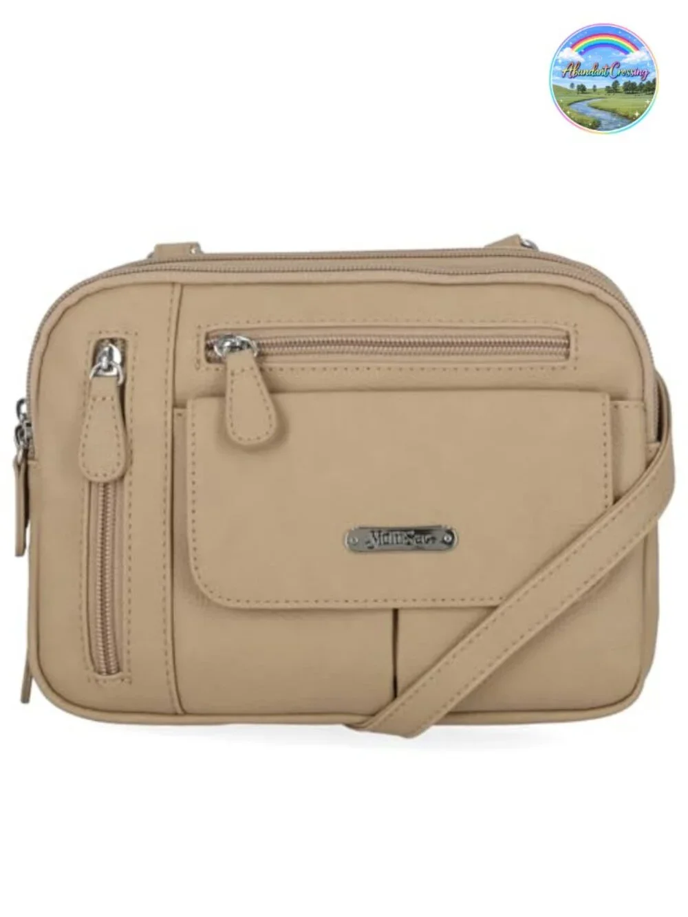 MultiCompartment Vegan Leather Crossbody Bag with Adjustable Strap