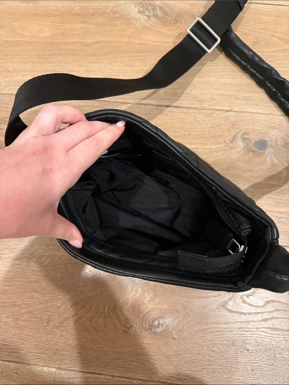 Marc Jacobs Quilted Black Moto Faux Leather Crossbody Bag