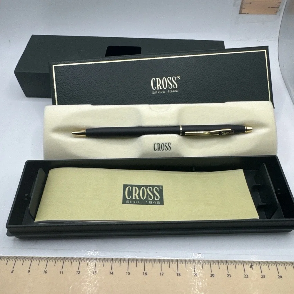 Cross Classic Century 2502 Matte Black Gold Trim Ballpoint Pen ComEd Logo Boxed