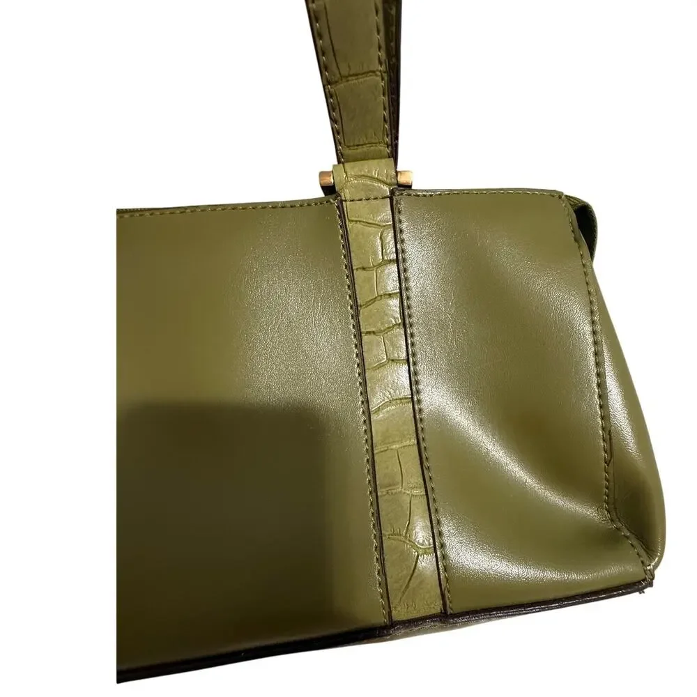 Emelie M. Pea Green Handbag - Zip Closure - 12x7