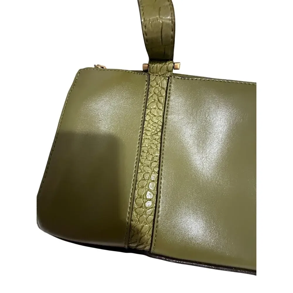 Emelie M. Pea Green Handbag - Zip Closure - 12x7