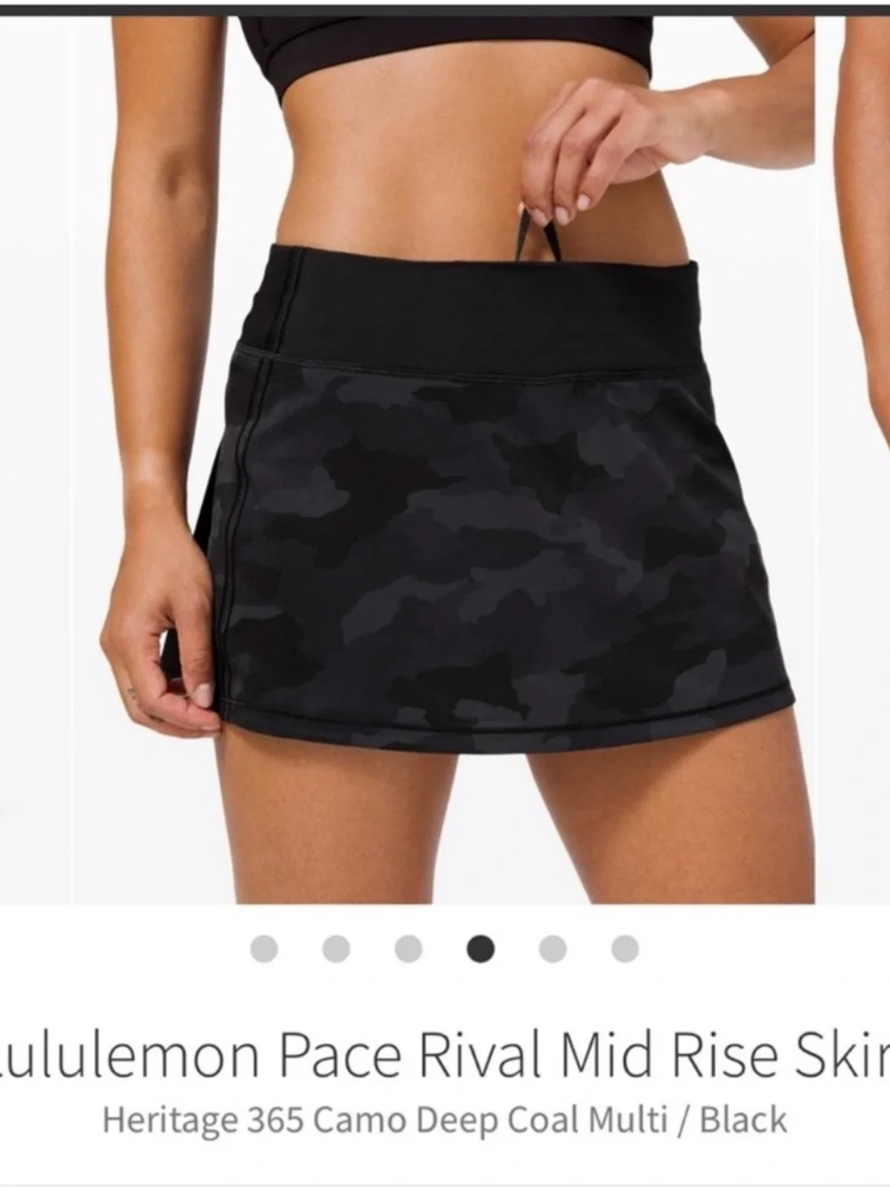 Lululemon Pace Rival Mid Rise Skirt Heritage 365 Camo Deep Coal Sz 4