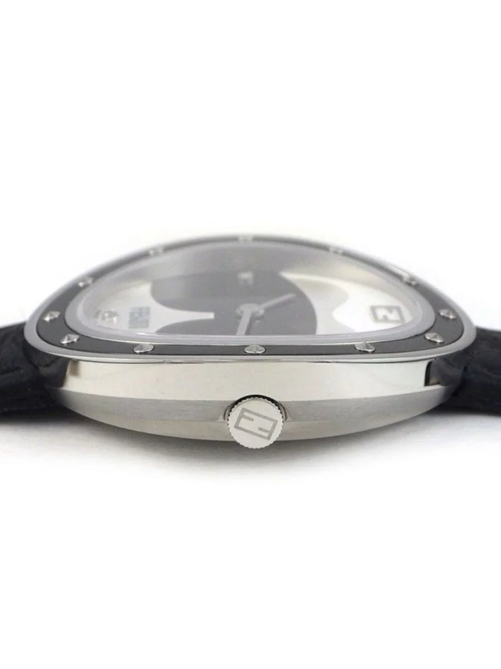 Fendi Watch My Way Black Silver Dial Leather Strap SS Quartz Analog