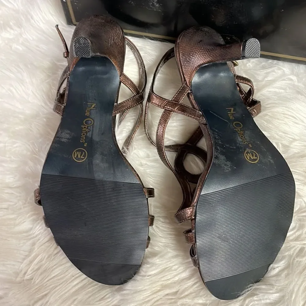 Nue Options Ladies Brooke High Heels, Size 7M, Bronze NWOT