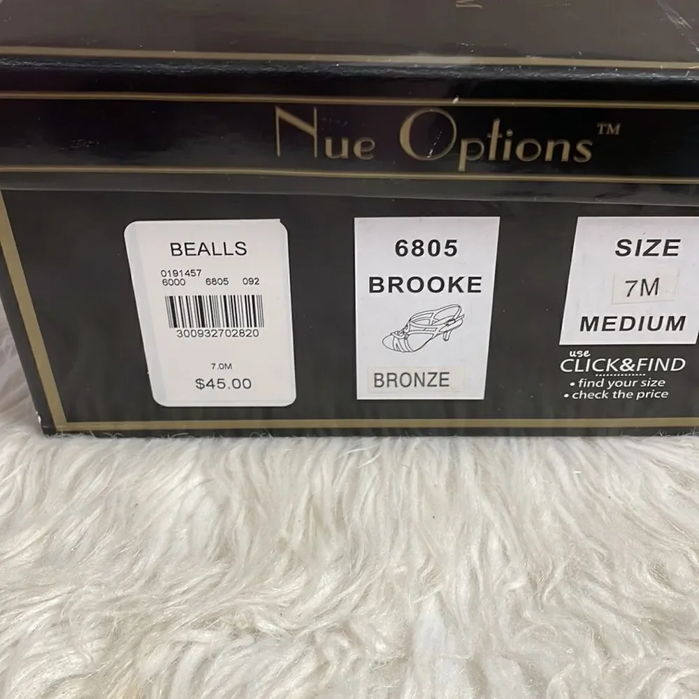 Nue Options Ladies Brooke High Heels, Size 7M, Bronze NWOT