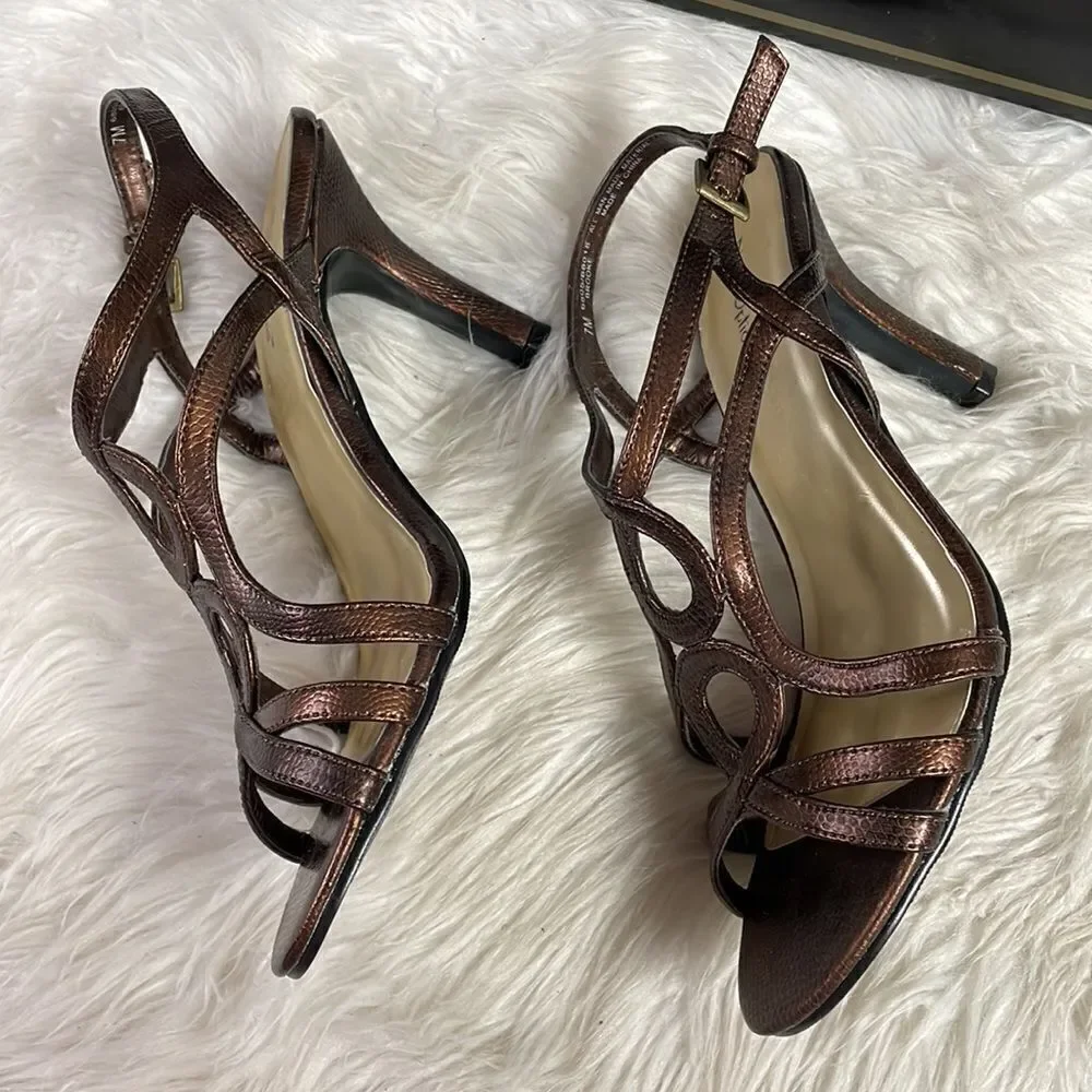 Nue Options Ladies Brooke High Heels, Size 7M, Bronze NWOT