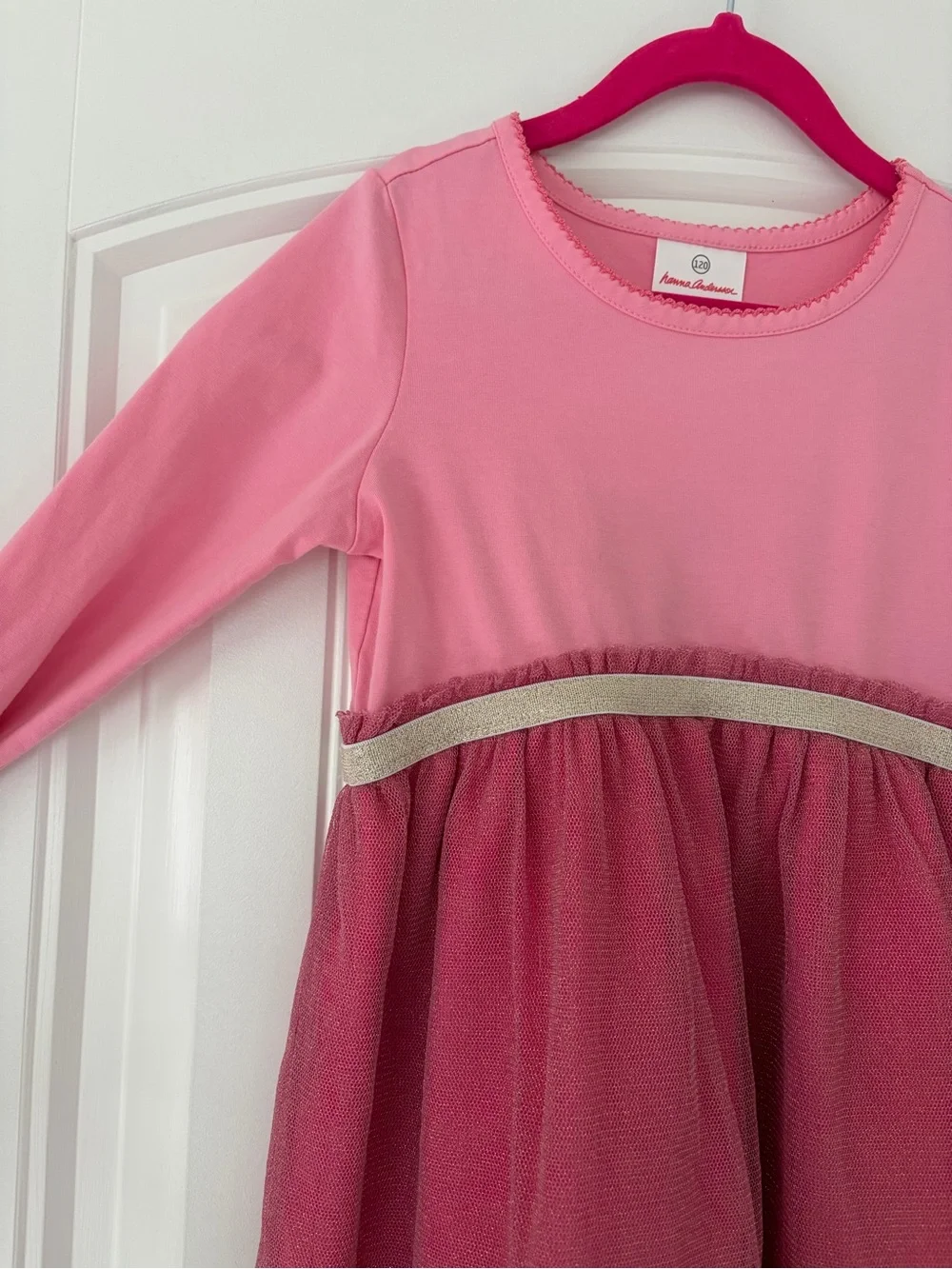 Hanna Andersson Dress | Pink Layered Tulle Long-Sleeve Dress | 6/7