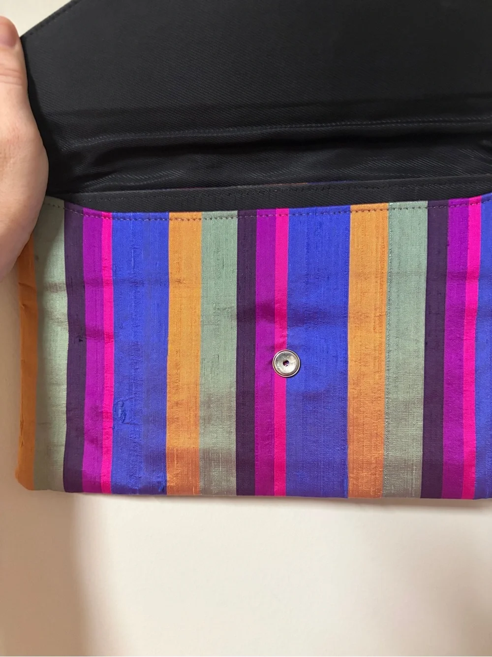 Vintage Y2K Multicolor Woven Envelope Shoulder Bag Clutch Bag Thai Stripes EUC