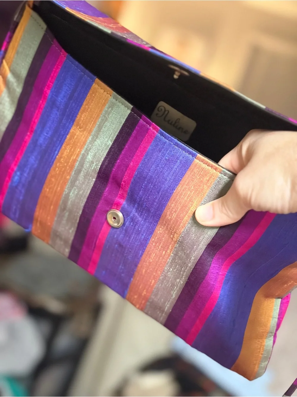 Vintage Y2K Multicolor Woven Envelope Shoulder Bag Clutch Bag Thai Stripes EUC