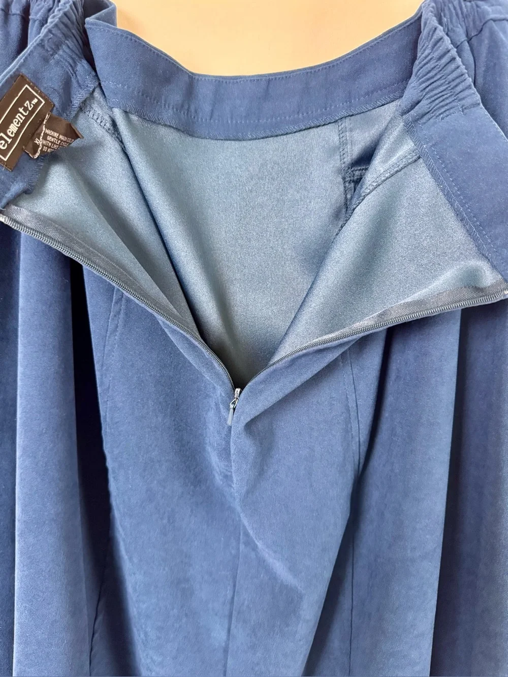 Elementz Blue Faux Suede A-Line Midi Skirt XL