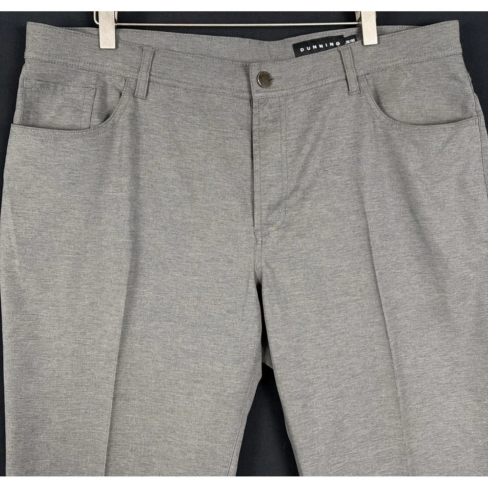 Dunning 38/00 38x30  Gray Heather Straight 5 Pocket Performance Golf Mens Pants