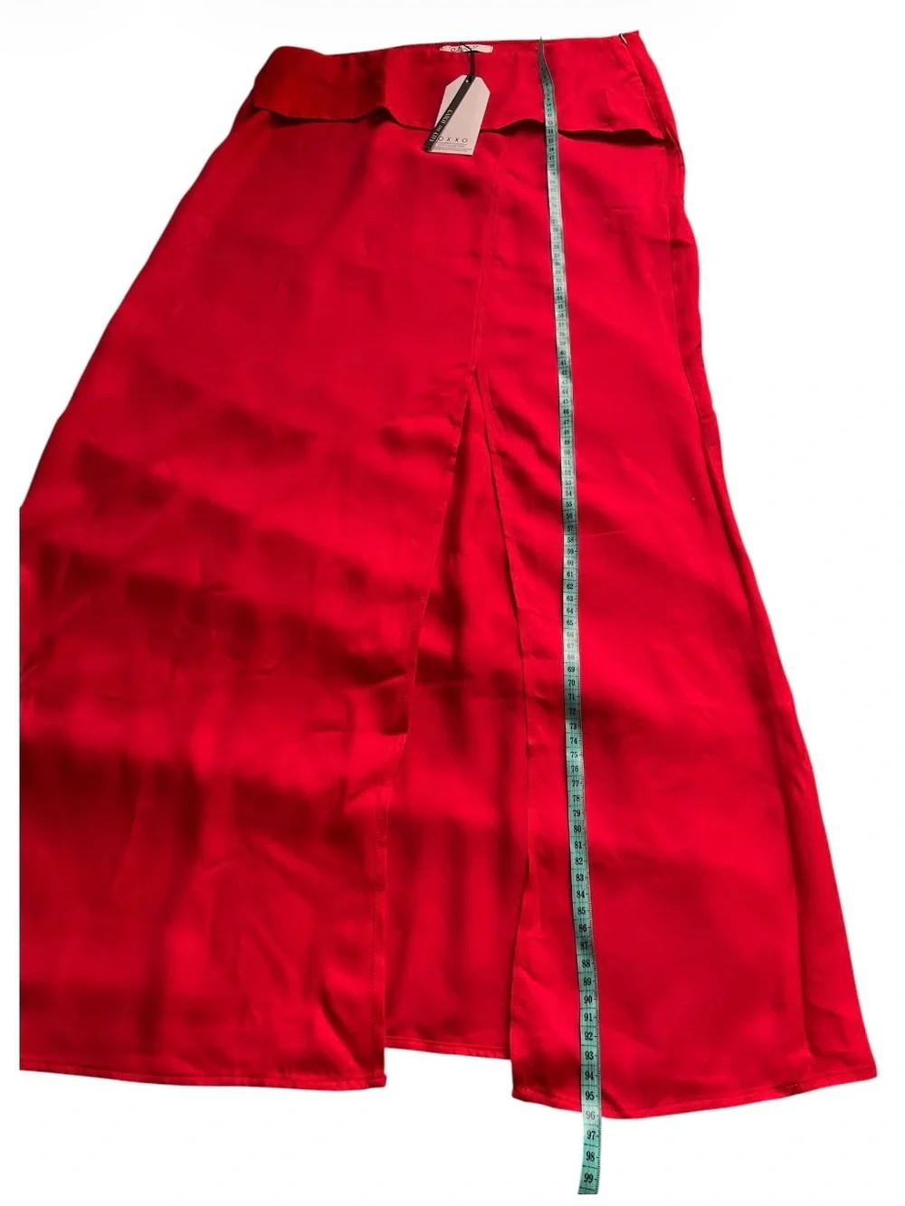 NWT OXXO (Catch The City) Asymmetric High Waist Red Long Skirt M.