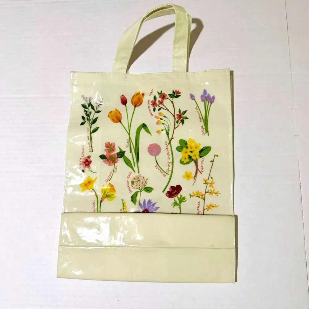 Harrods London Ivory Wildflower Coated Tote Bag British Cottagecore