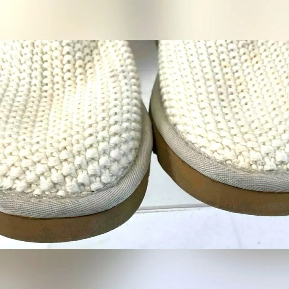 UGG Cream Classic Argyle Ivory Knit Sock Sweater Boots Sz 6