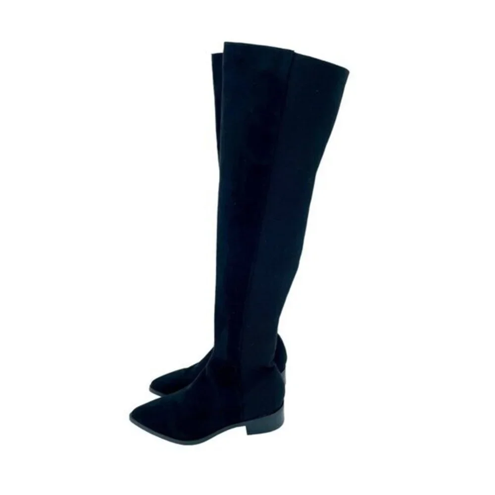 Steve Madden Jolly Black Faux Suede Over the Knee Riding Boots SZ 6 New