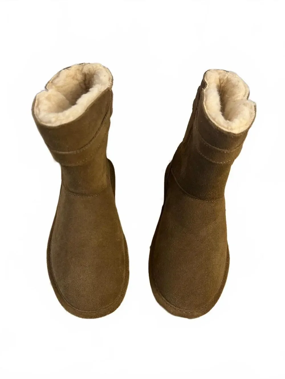 Bearpaw Women's Brown Suede Shearling Lined Winter Boots with Buckle