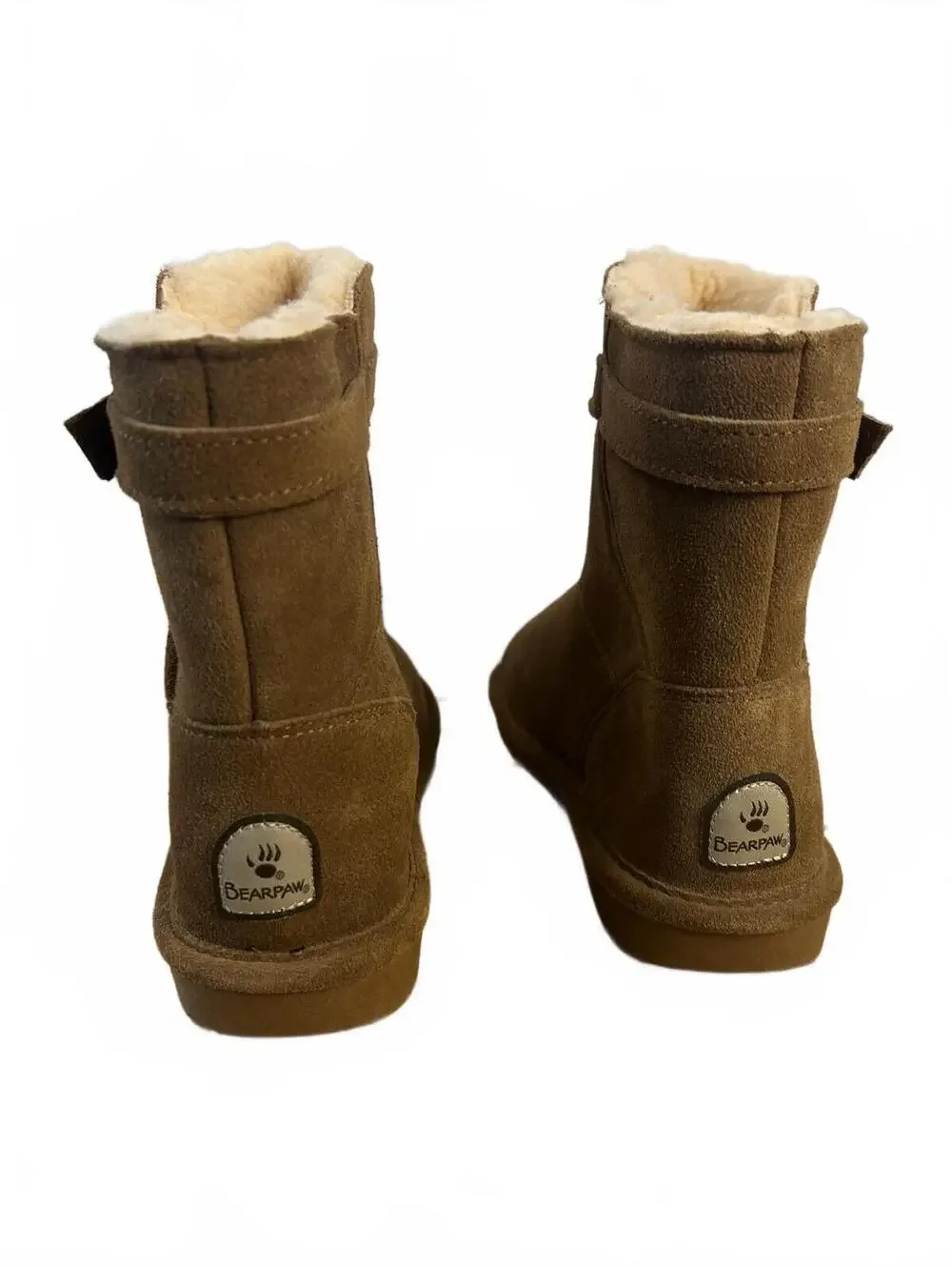 Bearpaw Women's Brown Suede Shearling Lined Winter Boots with Buckle