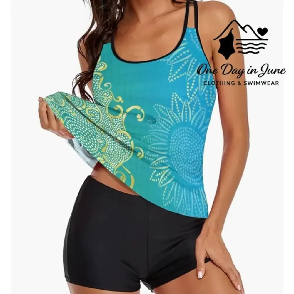 American Trends Plus Size Boyshort Tankini Swimsuit Size XXL