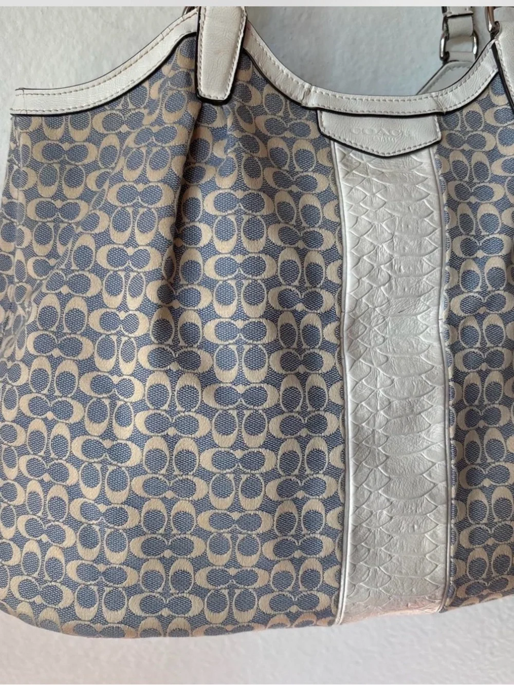 Sold Coach blue and cream