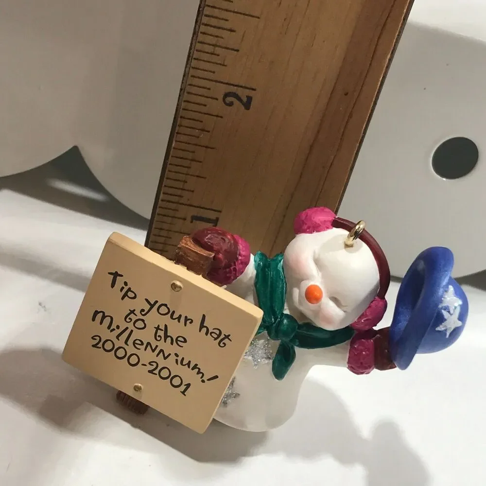 Millennium Snowma'am 2000 Hallmark Keepsake Mini Ornament Snowman 1 3/4
