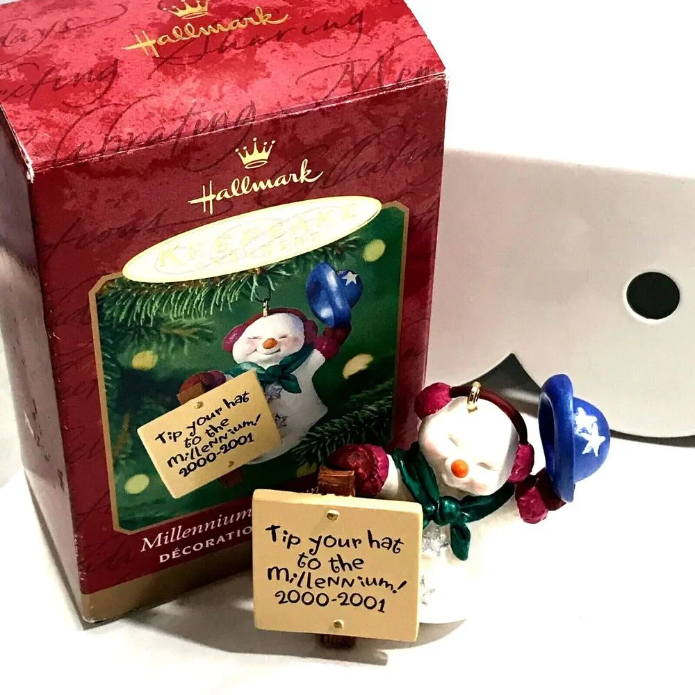 Millennium Snowma'am 2000 Hallmark Keepsake Mini Ornament Snowman 1 3/4