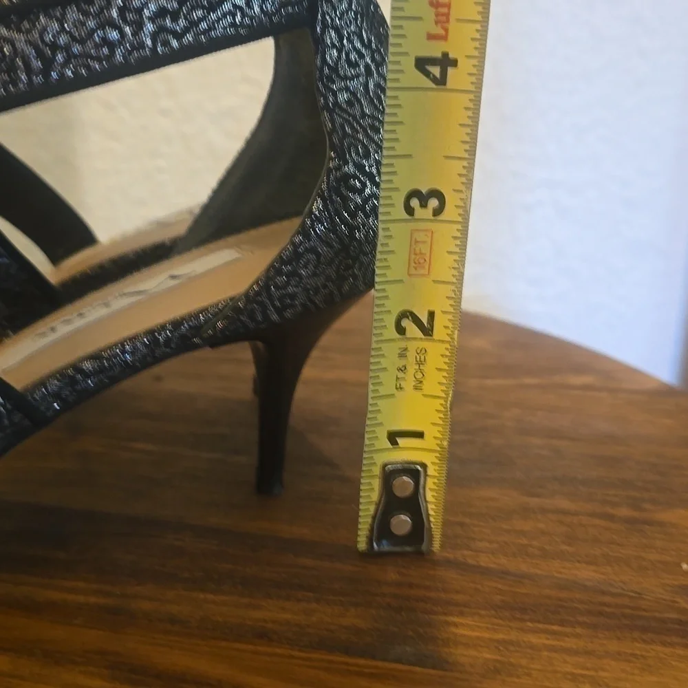 Nina New York |Black & Silver Jacquard Slip On Back Zip HEELS Fancy Elegant 8