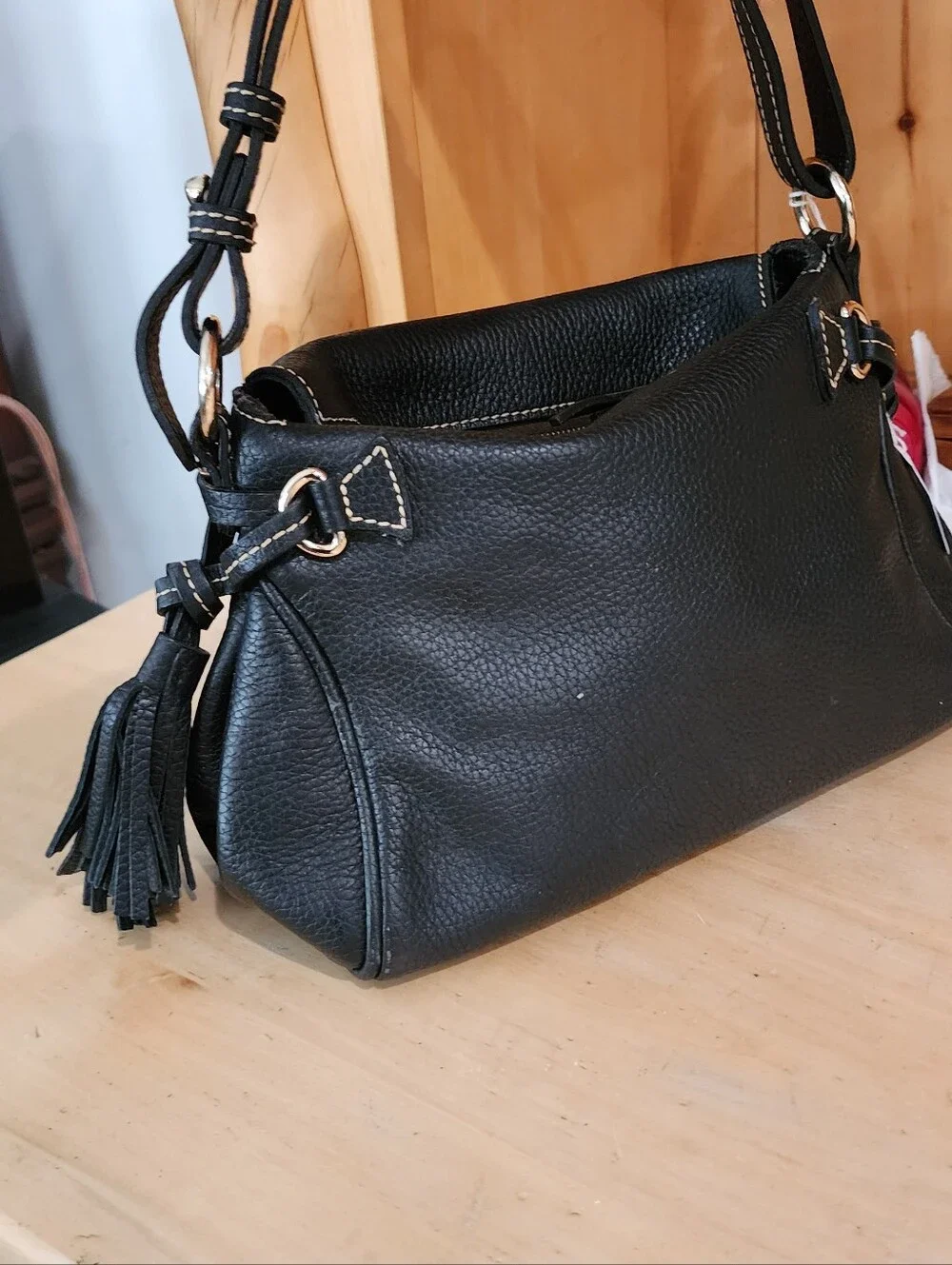 Dooney & Bourke Black Pebble Leather Shoulder Bag