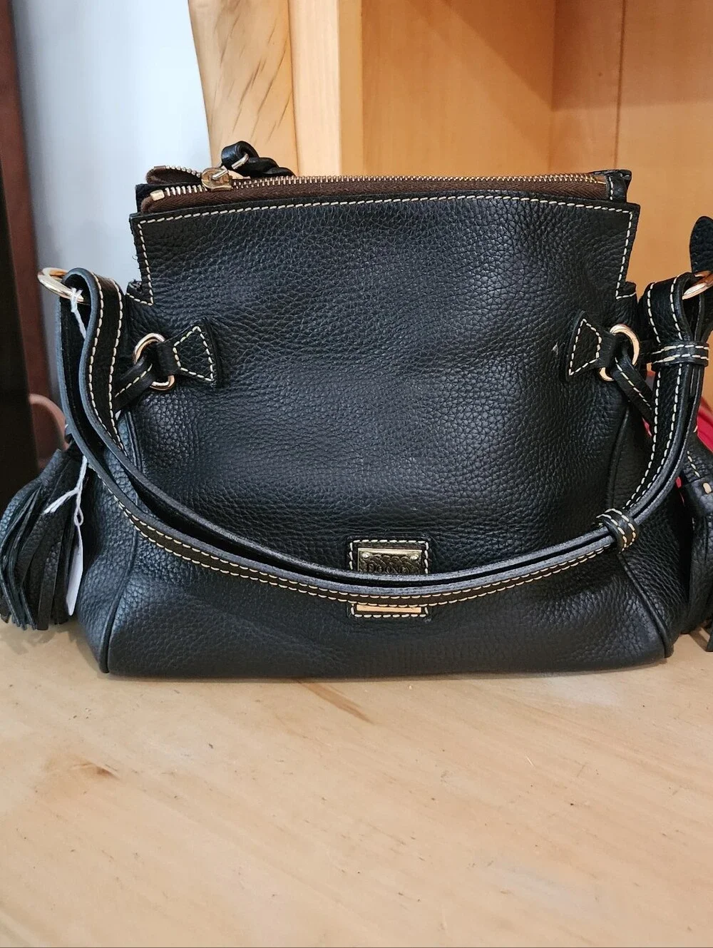 Dooney & Bourke Black Pebble Leather Shoulder Bag