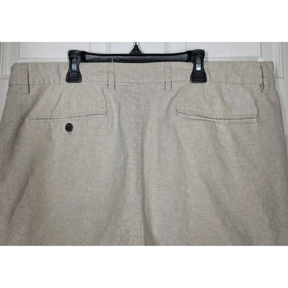 Lot of 2 Old Navy 90s Straight Linen Blend Pants Mens 38x30 Beige Heritage Green