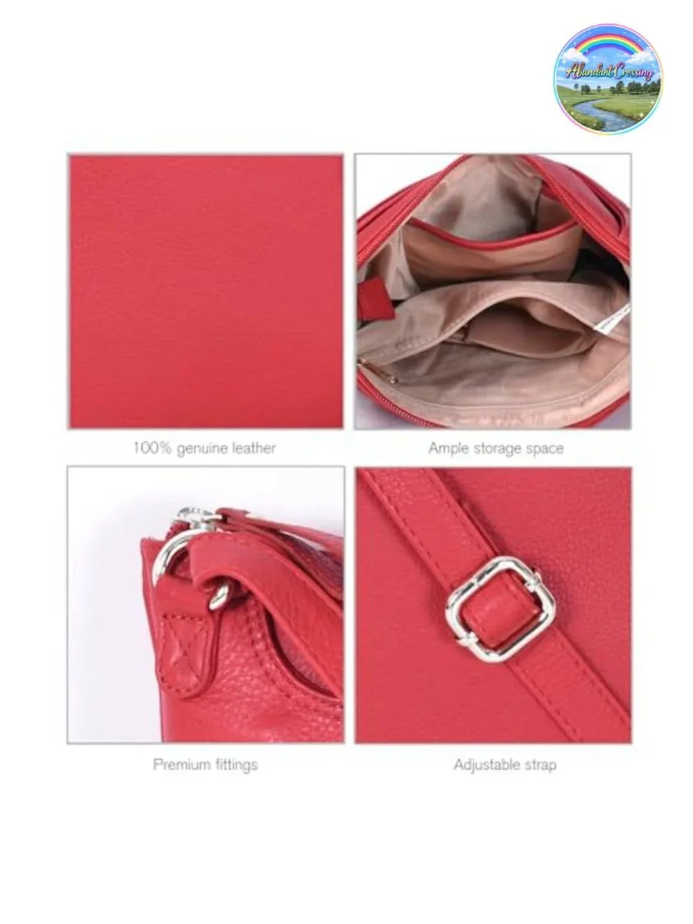 Genuine Leather Crossbody Bag for Women Medium Sling Purse Adjustable Strap,