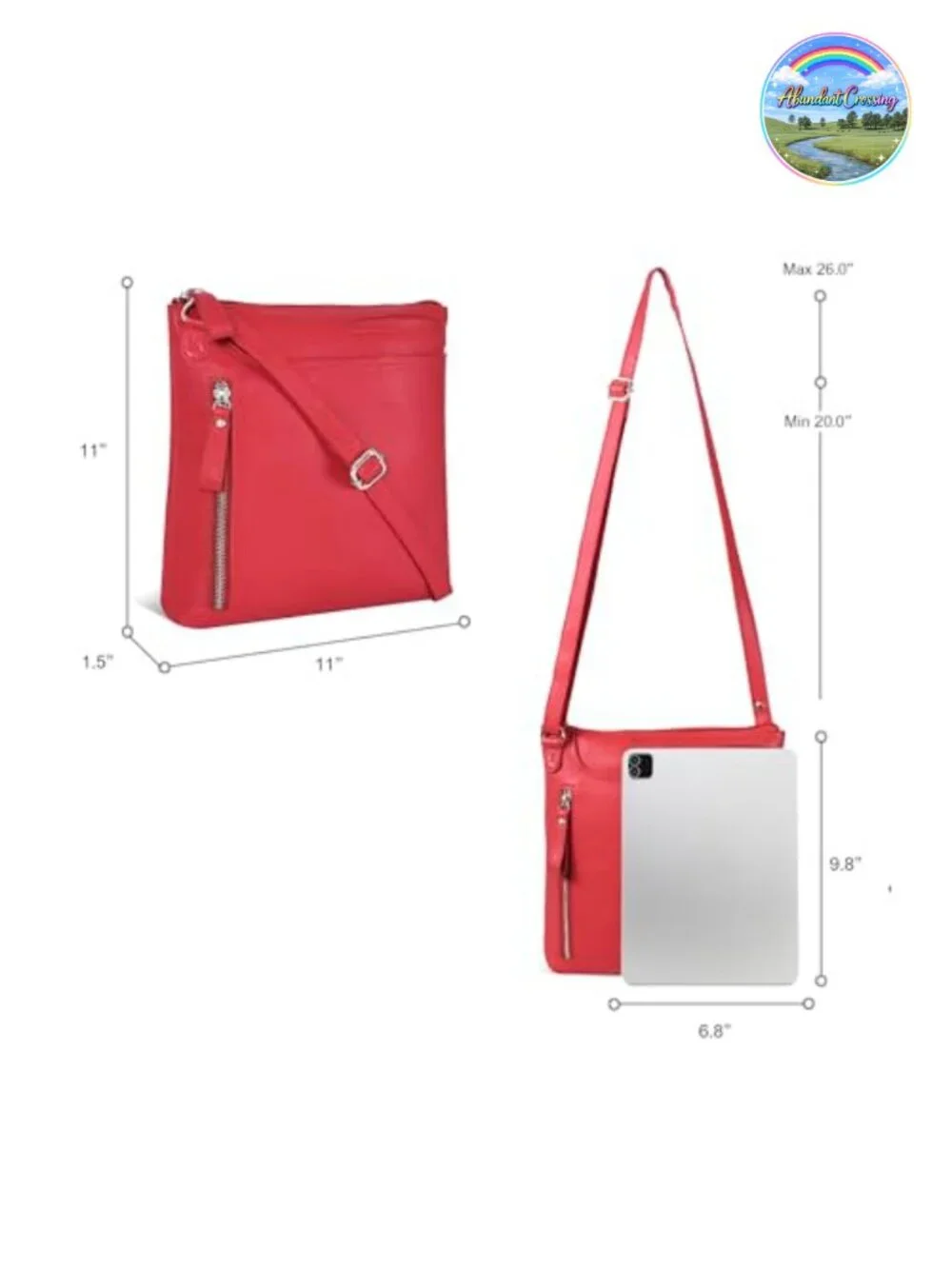 Genuine Leather Crossbody Bag for Women Medium Sling Purse Adjustable Strap,