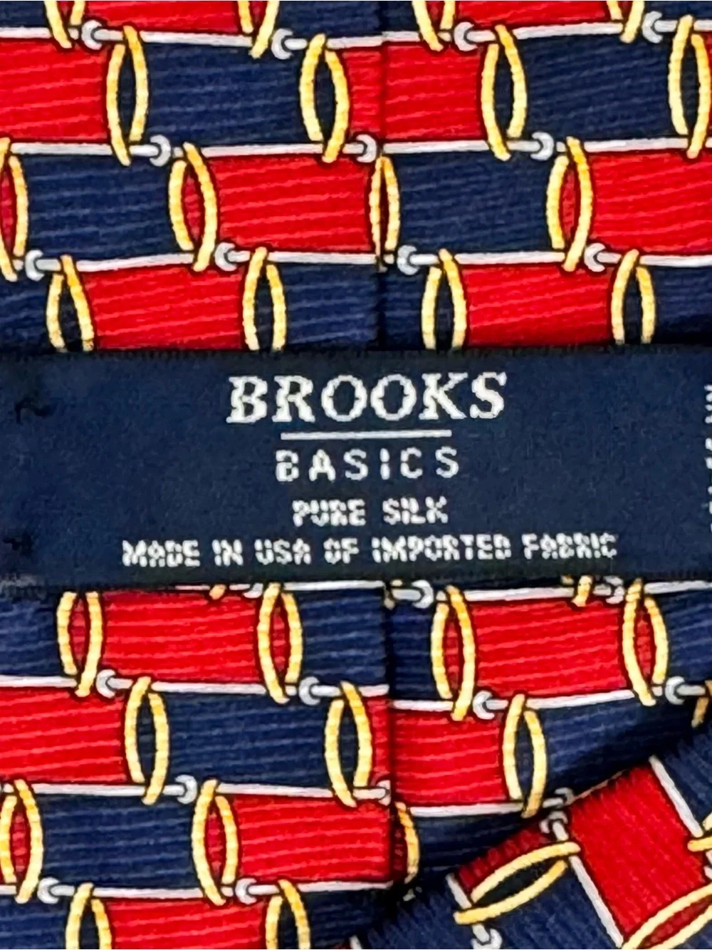 Vintage Brooks Brothers Basic Men’s Necktie in Red, Navy & Gold Silk Tie