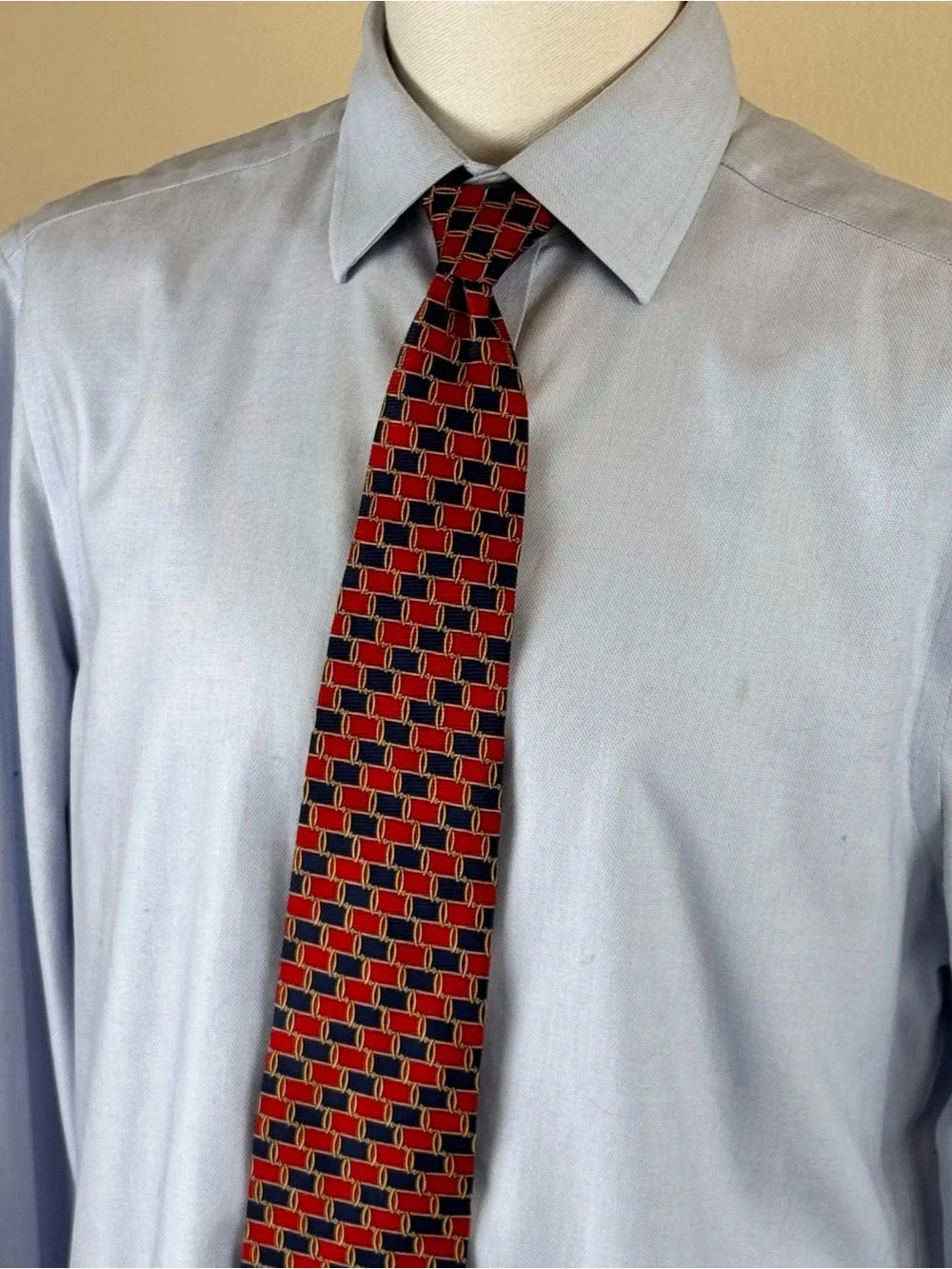 Vintage Brooks Brothers Basic Men’s Necktie in Red, Navy & Gold Silk Tie