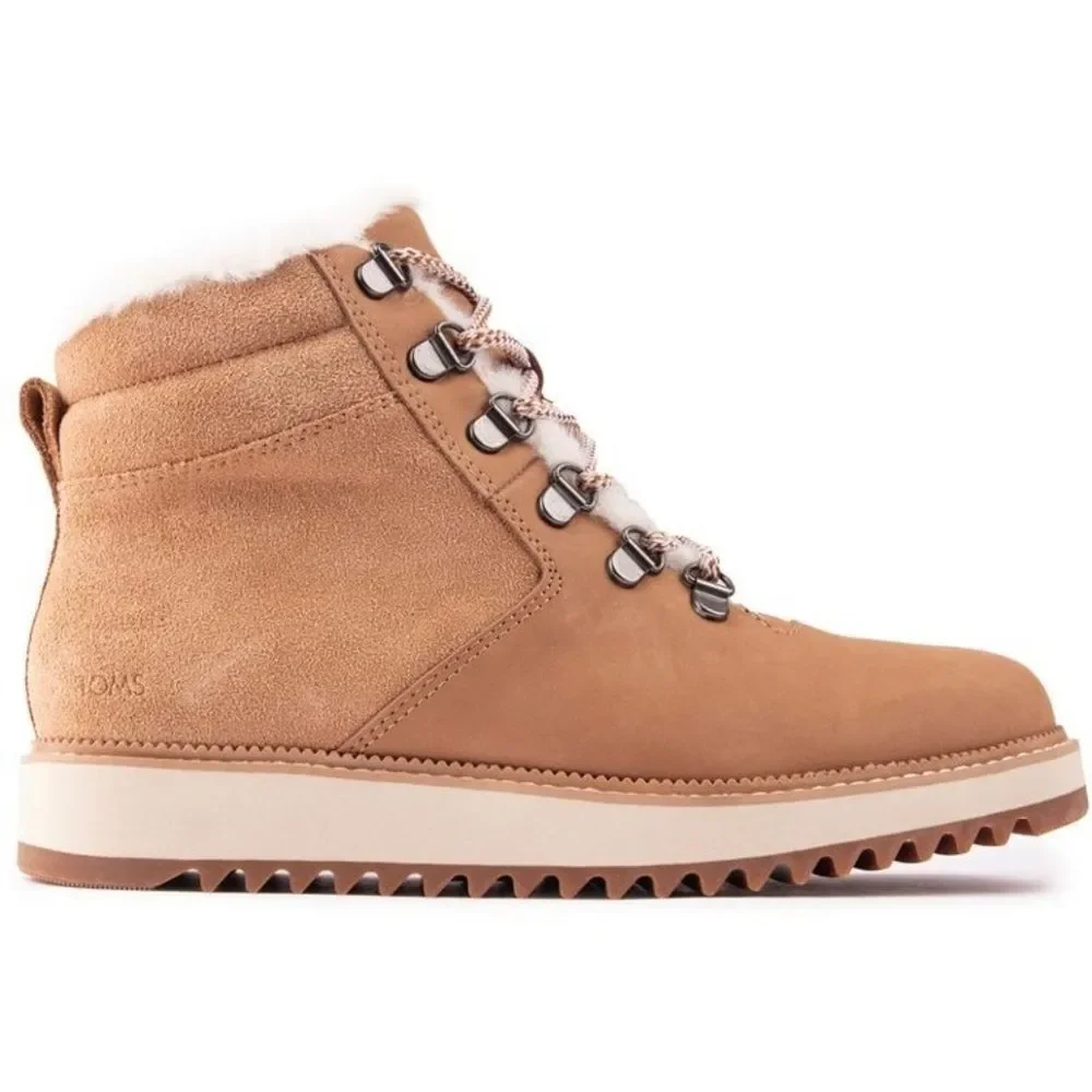 NEW TOMS Mojave Doe Nubuck Fur Lace Up Waterproof Lace-Up Tan Ankle Boots 6