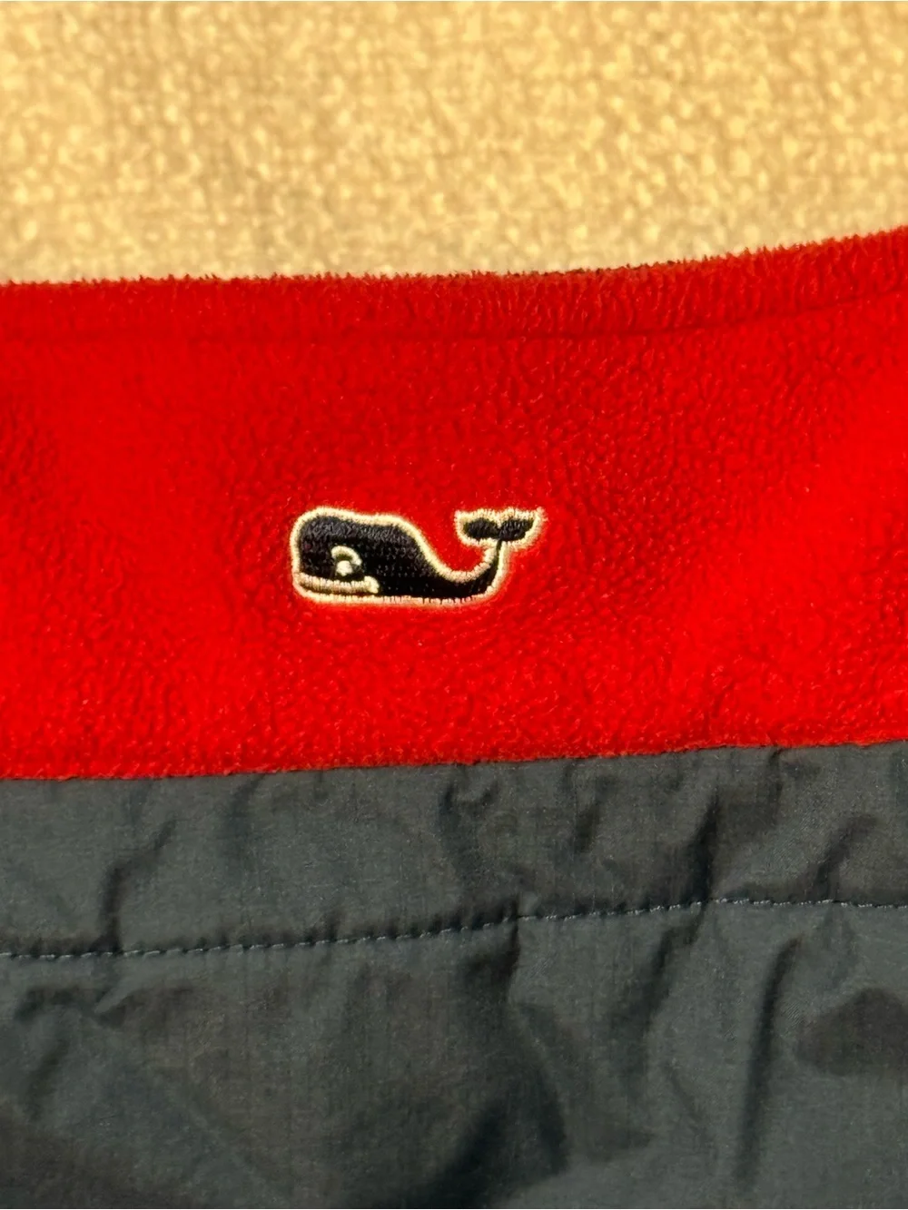 Vineyard Vines Men XL Red Navy Fleece 1/4 Zip Preppy Gorpcore Pullover