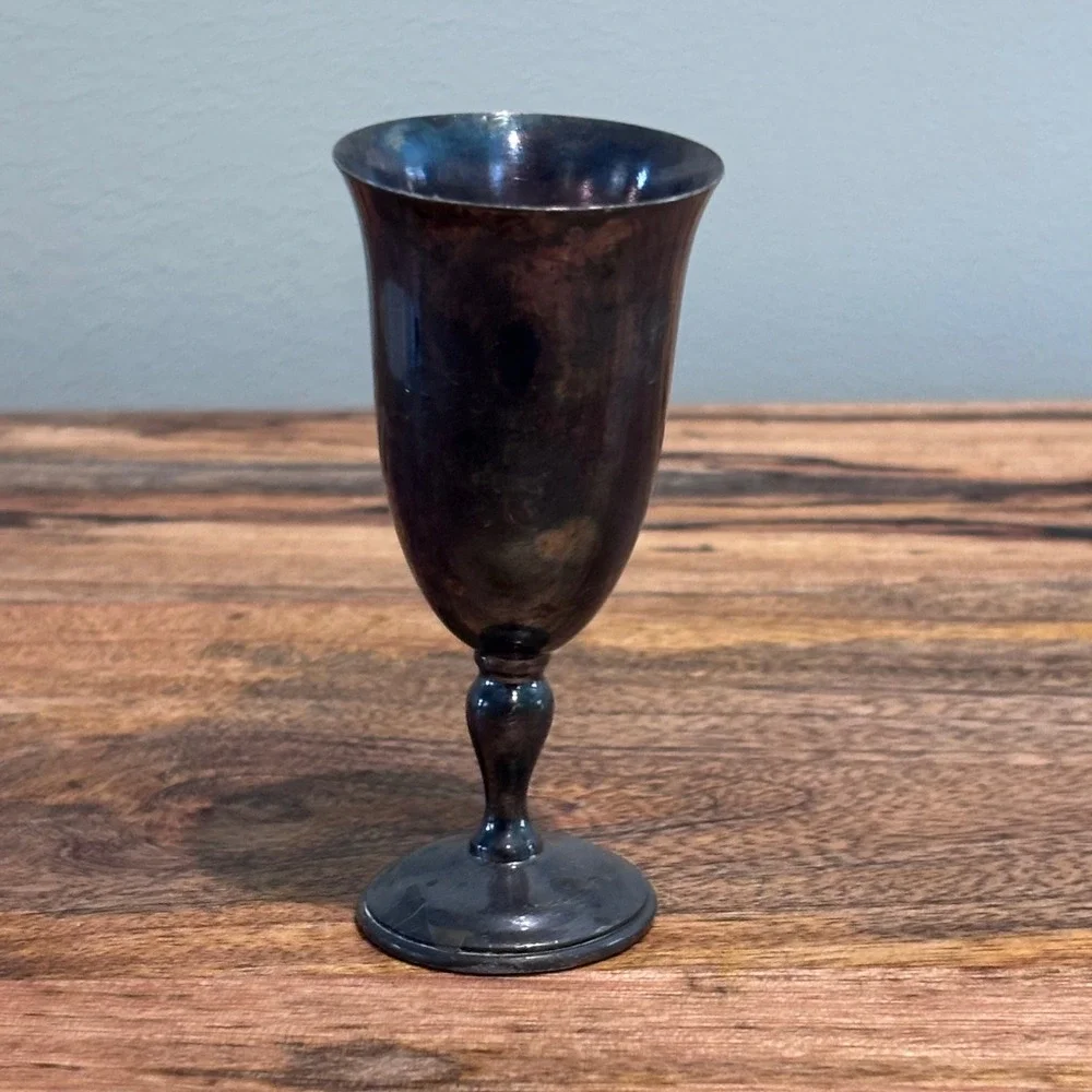 Reed‎ & Barton Mini Silver Plate Goblet 4 Inch Silver Vintage Goth