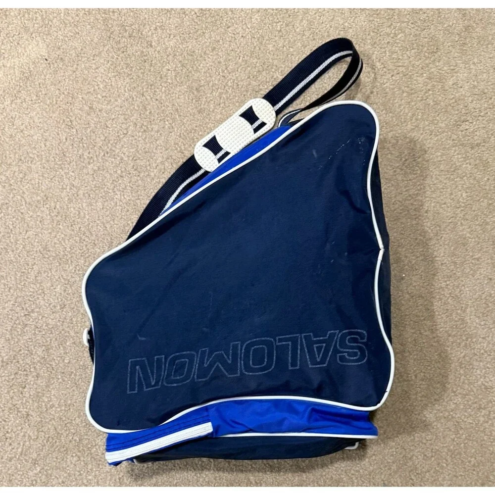 Vintage 90s Salomon Ski Boot Duffle Bag Blue White Streetwear Travel Rare