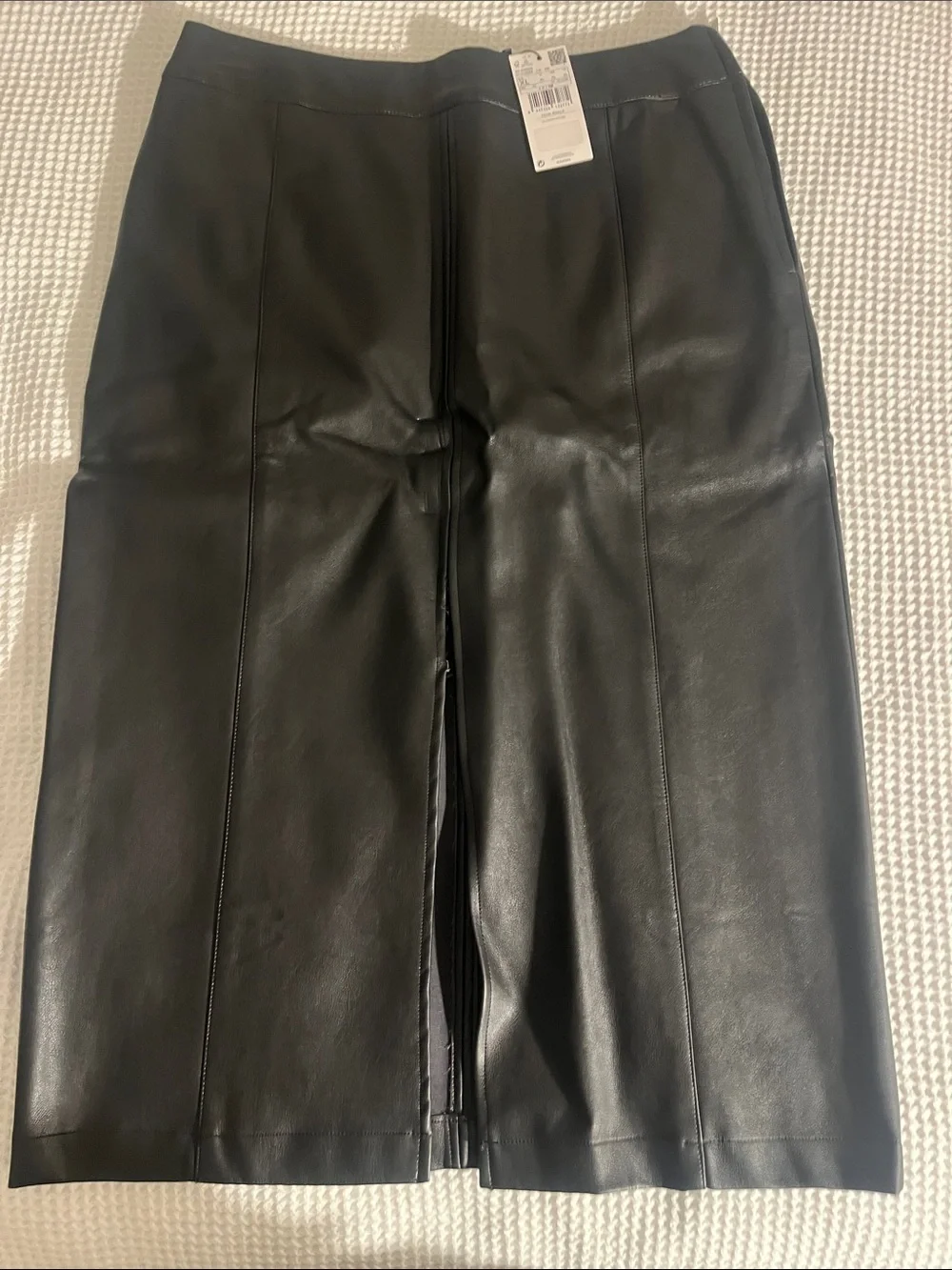 Mango Black Faux Leather Pencil Skirt