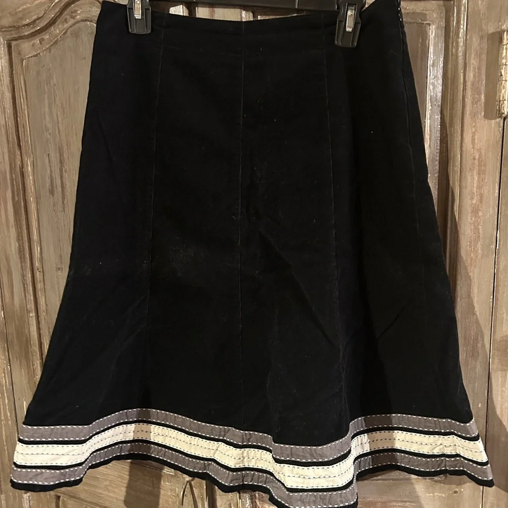 Boden Maude Black Corduroy Midi  Skirt