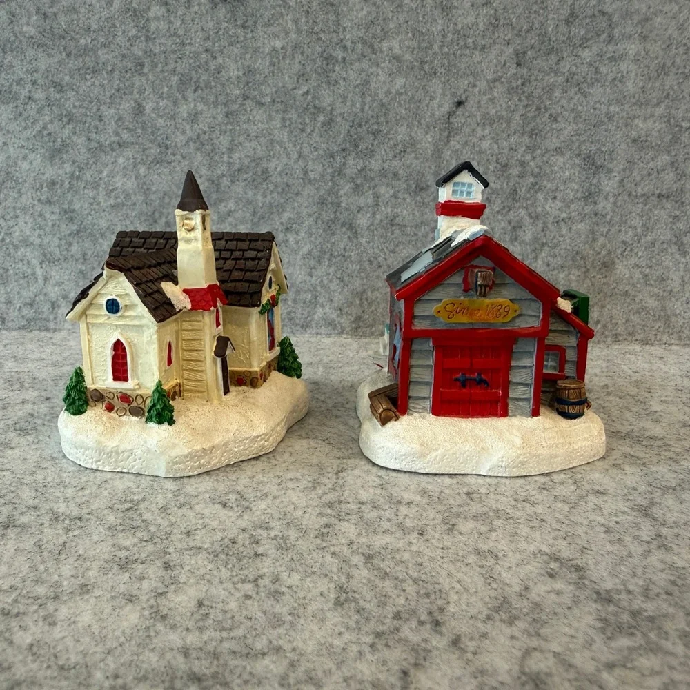 Christmas Village Buildings - Boat House and Church - 3