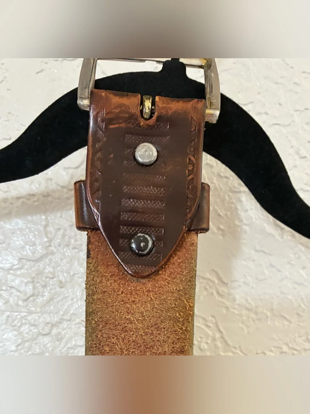 Vintage Tooled Leather Belt Brown Western Handcrafted Rustic Distressed Boho