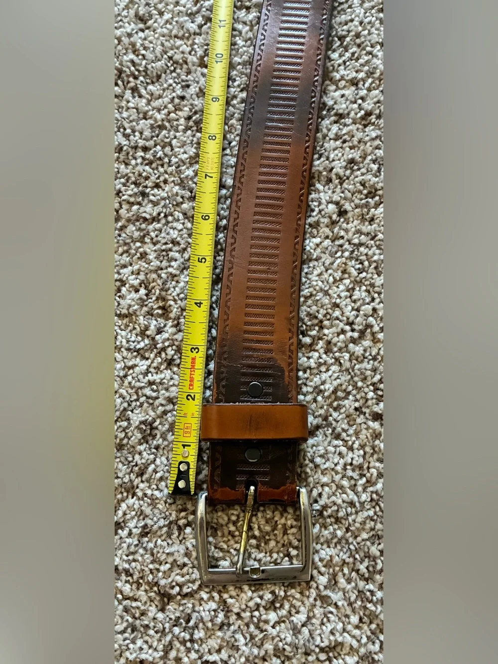 Vintage Tooled Leather Belt Brown Western Handcrafted Rustic Distressed Boho