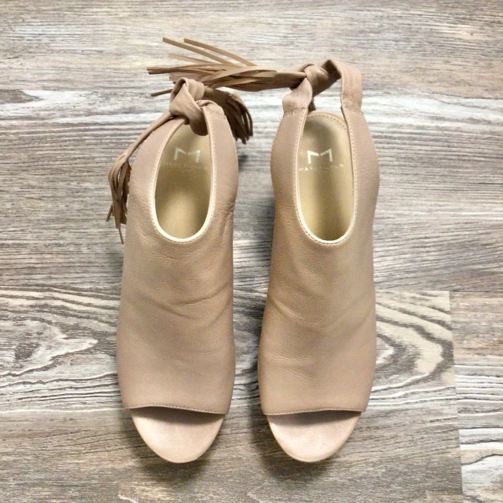 Marc Fisher LTD Tan Leather Cork Platform Sandals 9