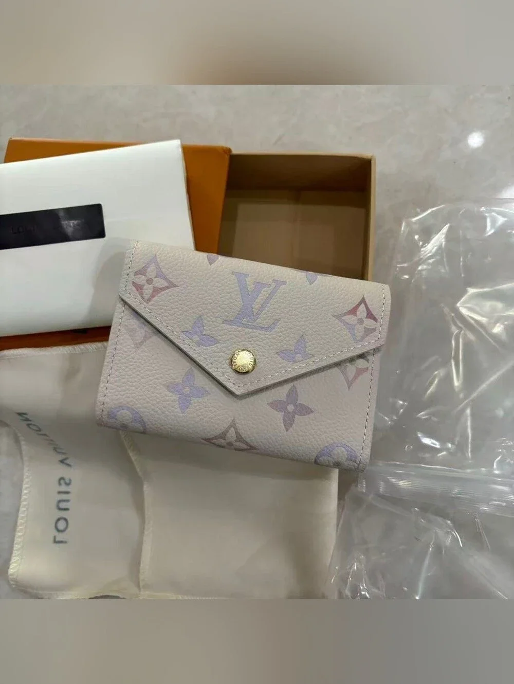 Louis Vuitton Pastel Monogram Compact Envelope Wallet - Lavender/Pale Pink