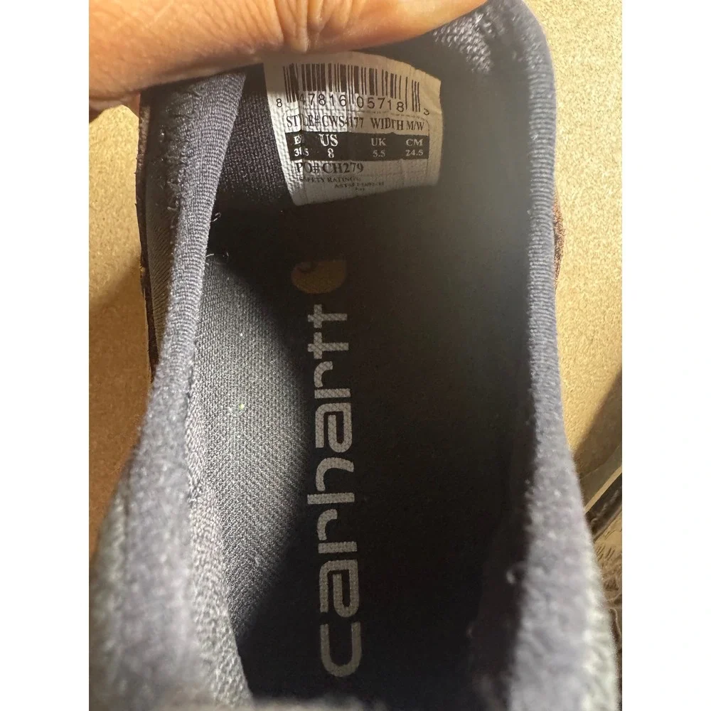 Carhartt Womens CWS4177 Brown Floral Embossed Leather Slip On Work Shoes Size 8