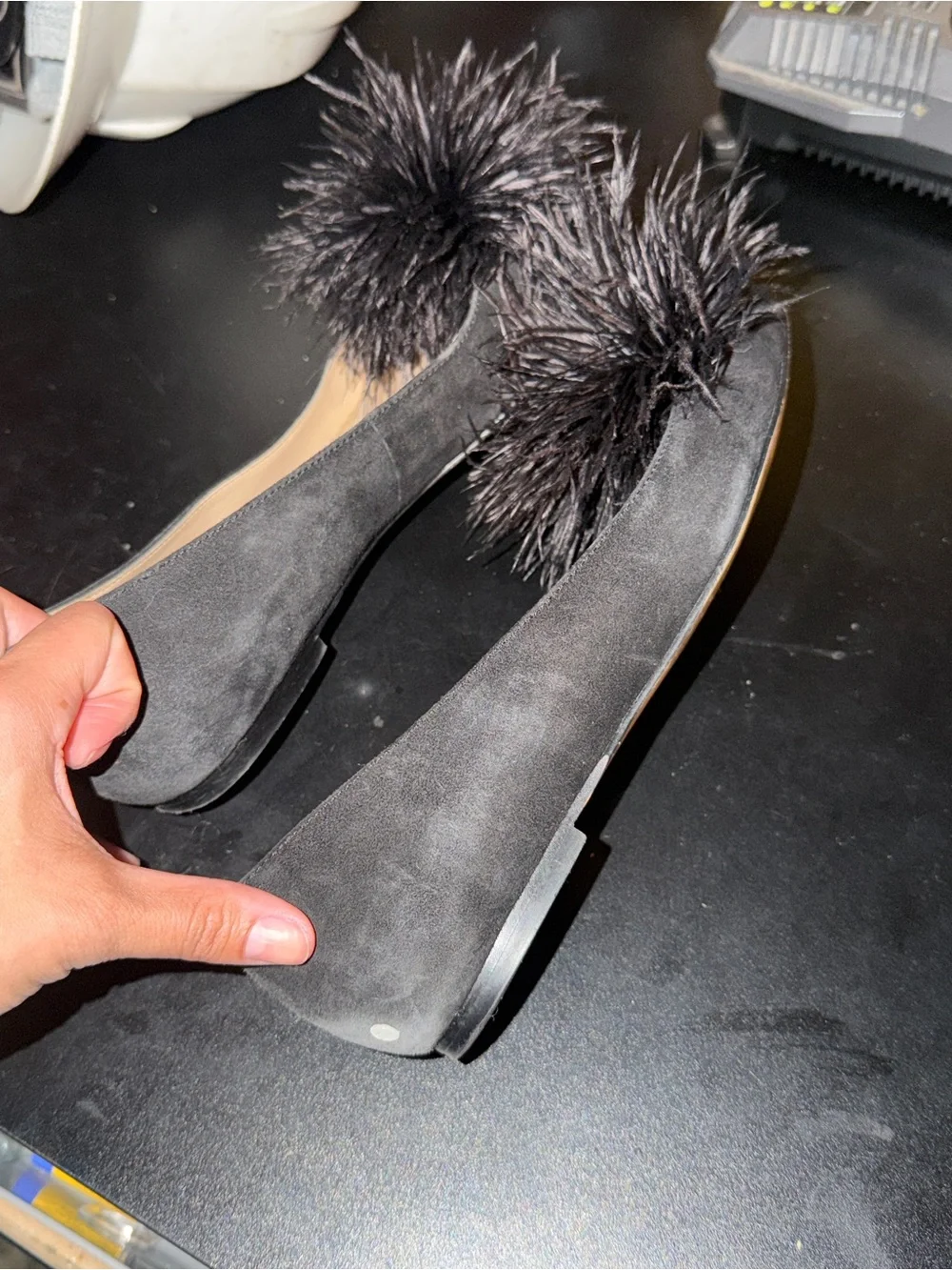 Sam Edelman Black Feather Hazel Pointed Toe Flats Size 7