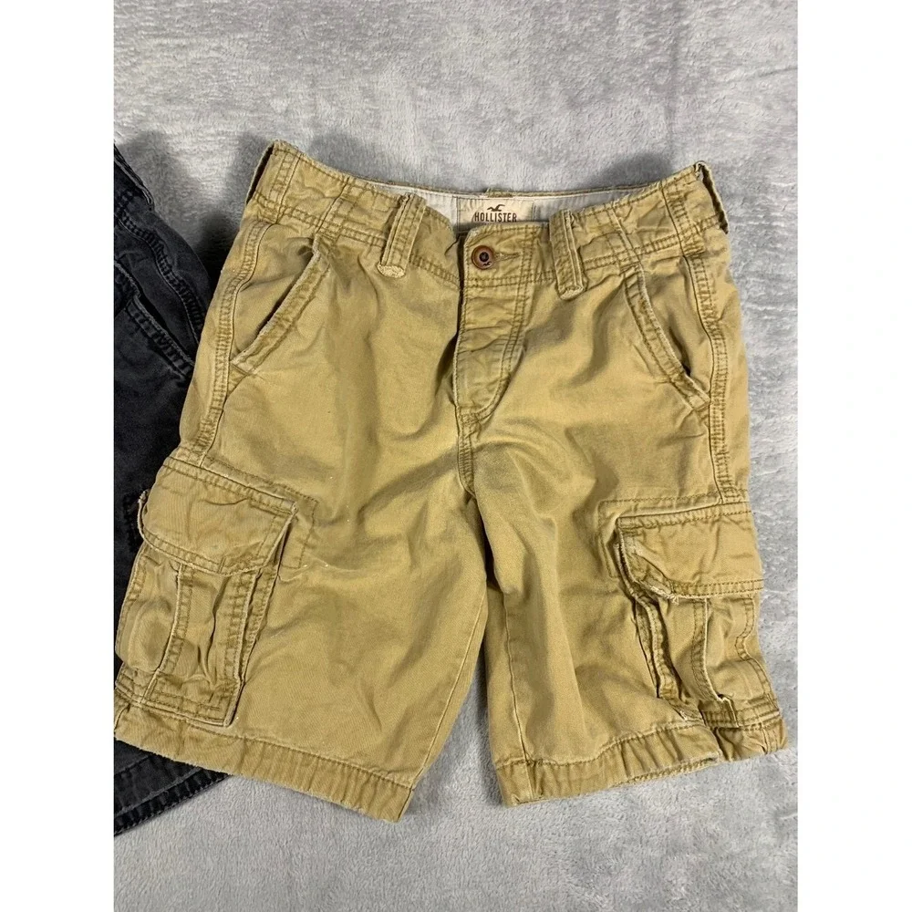 Y2K Lot of 2 Hollister Cargo Shorts Mens 28 Gray Khaki Utility Casual Outdoor